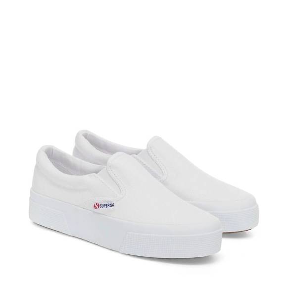 NEW SUPERGA 2740 platform slip on shoes in white - Picture 1 of 1